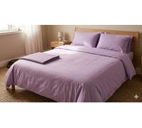 Générique Parure de Draps 4 Pièces Unie 2 Places - 1 Drap Plat + 1 Drap Housse (au Choix) + 2 Taies d'oreiller 65 x 65 cm - 100% Coton 57 Fils/cm² - Haute Qualite (Lilas, 160 X 200 CM)