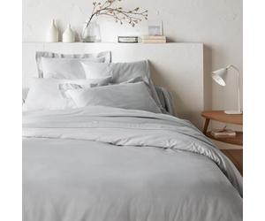 Générique Parure de Draps 4 Pièces Unie 2 Places - 1 Drap Plat + 1 Drap Housse (au Choix) + 2 Taies d'oreiller 65 x 65 cm - 100% Coton 57 Fils/cm² - Haute Qualite (Argent, 160 X 200 CM)