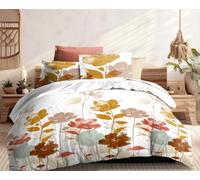Générique Parure de Draps imprimé 4 Pièces 2 Places - 1 Drap Plat + 1 Drap Housse (160 cm ou 180 cm) + 2 Taies d'oreiller 65 x 65 cm - 100% Coton 57 Fils/cm² - Haute Qualite (SAORI, 160 X 200 CM)