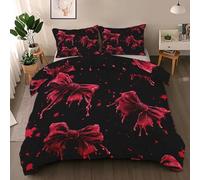 Générique Parure de Lit 135x200 Enfant pour 1 Personne Nœud Papillon, Housse de Couette Réversible Nœud Papillon Sang + 1 Taie d'oreiller 65x65, Ensemble de Literie en Microfibre pour Garçon Fille