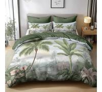 Générique Parure de lit 140x200 cm Palmiers Vintage Dessinés La Main Adulte Enfants Housse de Couette 3 Pièces Doux Polyester Coton Parure De Lit, pour Toutes Les Saisons