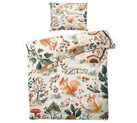 Générique Parure de Lit 140x200 Enfant - Housse de Couette 1 Personne Motif Animaux de la Forêt Mignon avec Fermeture éclair - Ensemble de Literie en Microfibre Douce avec Taie d'oreiller G#-32