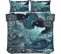 Générique Parure de Lit 140x200 Fantastique, Housse de Couette 140x200 Loup, Housses de Couettes et 2 Taies d'oreiller 65x65 cm, Microfibre Douce et Résistante A261