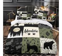 Générique Parure de Lit 140x200 Style Patchwork, Housse de Couette 140x200 Cerf, Housses de Couettes et 2 Taies d'oreiller 65x65 cm, Microfibre Douce et Résistante A1329