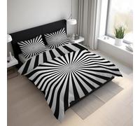 Générique Parure de Lit 160x200 Adult Lignes Radiales, Housse de Couette 2 Personnes Impact Visuel Rayures Abstraites, Ensemble de Literie en Microfibre Doux avec 2 Taies 65x65 HS1d