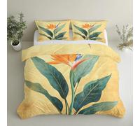 Générique Parure de Lit 160x200 Adult Oiseau de Paradis, Housse de Couette 2 Personnes Botanique Floral, Ensemble de Literie en Microfibre Doux avec 2 Taies 65x65 GS*14