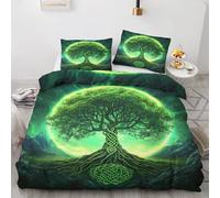 Générique Parure de Lit 160x200 Arbre de Vie - Housse de Couette 2 Personnes Motif Mythologie Nordique avec Fermeture éclair - Ensemble de Literie en Microfibre Douce avec 2 Taies d'oreiller A#&-9