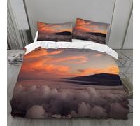 Générique Parure de Lit 160x200 Lever du Soleil Sets de Housses de Couettes Mer De Nuages Housse de Couette 3 Pièces Microfibre avec Fermeture Éclair et 2 Taies d'oreiller 65x65 cmH1017