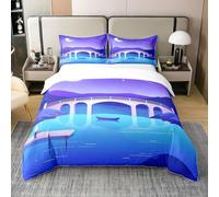 Générique Parure de Lit 160x200 Pont Sets de Housses de Couettes Mer Housse de Couette 3 Pièces Microfibre avec Fermeture Éclair et 2 Taies d'oreiller 65x65 cm y63