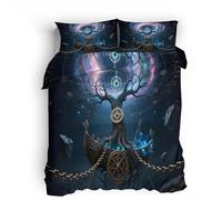 Générique Parure de lit 2 Personnes 200x200cm Chaîne Totem Arbre Bateau Parure de lit Stitch Linge imprimé Double Face,Tissu Respirant,Microfibre Douce,Fermeture éclair Invisible