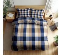 Générique Parure de Lit 200 x 200 cm Adulte Imprimé Beige Sets Housse de Couette Respirant, Housse de Couette Fin et léger Imprimé Géométrie Symétrie Damier avec Taies d'oreiller 65 x 65 cm