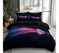 Générique Parure de lit 200x200 cm Badminton Parure de Lit 2 Personnes Set de Housse de Couette Microfibre Coton avec Fermeture Éclair et 2 Taie d'oreiller 65x65cm