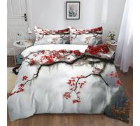 Générique Parure de lit 200x200 cm Érables Rouges Paysage De Montagne Housse de Couette en Polycoton en imprimée 3D pour Enfants Adolescents Adultes, Hypoallergénique Ultra Douce