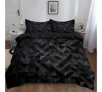 Générique Parure de lit 200x200 cm Géométrie Carrée du Triangle Noir Housse de Couette en Polycoton en imprimée 3D pour Enfants Adolescents Adultes, Hypoallergénique Ultra Douce