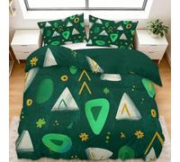 Générique Parure de lit 200x200 cm Géométrie du Triangle Vert Housse de Couette en Polycoton en imprimée 3D pour Enfants Adolescents Adultes, Hypoallergénique Ultra Douce