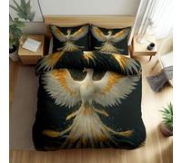 Générique Parure de lit 200x200 cm Oiseau Phénix Blanc Housse de Couette en Polycoton en imprimée 3D pour Enfants Adolescents Adultes, Hypoallergénique Ultra Douce