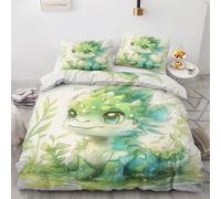 Générique Parure de Lit 200x200 Dragon - Housse de Couette 2 Personnes Reversible Motif Enfant avec Fermeture éclair - Ensemble de Literie en Microfibre Douce avec 2 Taies d'oreiller P%-70