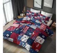 Générique Parure de Lit 200x200 Fleurs Vintage - Decoration Patchwork, Housse de Couette 2 PersonnesFleurs Vintage, Linge de Lit en Microfibre Douce avec Fermeture éclair, 2 Taie d'oreiller 65x65 cm
