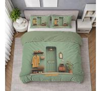 Générique Parure de Lit 220 X 240 cm Abstrait Couloir Plantes, Vert Housse de Couette, Ensemble de Literie en Microfibre Douce, Fermeture Éclair, Toucher Souple et Entretien Facile