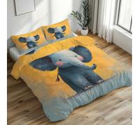 Générique Parure de Lit 220x240 Adult Éléphant de Dessin Animé, Housse de Couette 2 Personnes Éléphant Mignon Enfant, Ensemble de Literie en Microfibre Doux avec 2 Taies 65x65 GS*18