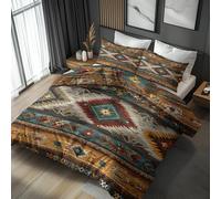 Générique Parure de Lit 220x240 Aztèque Sud-Ouest - Decoration Amérindien Ethnique Tribal, Housse de Couette 2 Personnes Aztèque, Linge de Lit avec Fermeture éclair, 2 Taie d'oreiller 65x65 cm C237