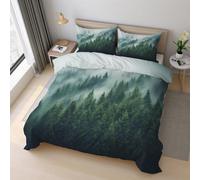 Générique Parure de Lit 220x240 cm Forêt Brumeuse, Housse de Couette Forêt de Pins Brume, Doux Microfibre Fermeture Éclair, Contenu Deux Taie Oreiller 65x65 cm PZ&S-15