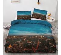 Générique Parure de Lit 220x240 New York - Housse de Couette 2 Personnes Reversible Motif Paysage Urbain avec Fermeture éclair - Ensemble de Literie en Microfibre Douce avec 2 Taies d'oreiller S%-203