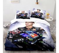 Générique Parure de Lit 220x240cm Moto Housse de Couette Enfant 2 Personnes Adolescents Courses De Motos De Sports Extrêmes Parure de Lit Microfibre avec Fermeture Éclair, 2 Taie d'oreiller 65x65cm