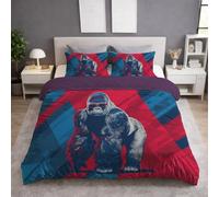 Générique Parure de lit 240 x 220 cm Adultes 3 pièces Moderne de Haute qualité Housse de Couette 240 x 220 cm Cool Animaux Babouin avec Bleu Housse Couette et Taie d'oreiller 65 x 65 CM