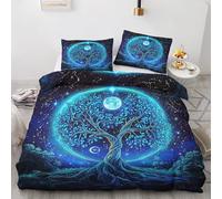 Générique Parure de Lit 240 x 260 Arbre de Vie - Housse de Couette 2 Personnes Motif Mythologie Nordique avec Fermeture éclair - Ensemble de Literie en Microfibre Douce avec 2 Taies d'oreiller Y#-12