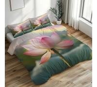 Générique Parure de Lit 240x260 cm Lotus, Housse de Couette Fleur Rose Lotus Rainbow, Doux Microfibre Fermeture Éclair, Contenu Deux Taie Oreiller 65x65 cm PZ&S-34