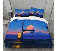 Générique Parure de Lit 240x260 Nuages Sets de Housses de Couettes Coucher De Soleil Housse de Couette 3 Pièces Microfibre avec Fermeture Éclair et 2 Taies d'oreiller 65x65 cmH876