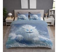 Générique Parure de Lit 260 x 240 cm 3 Pièces Blanc, Housse de Couette Fantaisie Monstre Mer en Microfibre Ultra Douce, Fermeture Éclair, Respirante & Facile d’Entretien, Style Contemporain