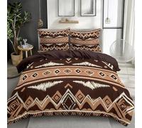 Générique Parure de Lit 260 x 240 cm Microfibre à Motif Motifs d'art Africain, Housse de Couette Style Traditionnel Imprimé, avec Fermeture Éclair avec 2 Taies d'oreiller 65x65cm