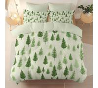Générique Parure de lit 3 pièces Adulte imprimé Bianco -Set de Housse de Couette 200 x 200 cm +2 Taies d'oreiller 63x63 cm, Semplicità, Foresta, Albero di Natale, LineeParure 3 Pièces réversible