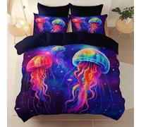Générique Parure de lit 3 pièces Adulte imprimé Nero -Set de Housse de Couette 135 x 200 cm +2 Taies d'oreiller 63x63 cm, Fantasia, Cielo Stellato, Medusa, Cielo stellatoParure 3 Pièces réversible