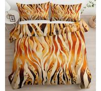 Générique Parure de lit 3 pièces en Microfibre pour Enfants, Housse de Couette Double Sided 240 x 260 cm et 2 taie d'oreiller 65 x 65 cm, Texture De Peau De Tigre Décorative Surréaliste