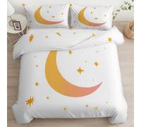 Générique Parure de Lit 3 Pièces Étoiles Lune, Minimalisme Housse de Couette pour 2 Personnes 200 x 200 cm Enfant Chambre Décor - Housse de Couette Hypoallergique Douce Microfibre