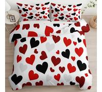 Générique Parure de Lit 3 Pièces Minimalisme Forme De Cœur Housse de Couette 240 x 260 cm Enfant Adulte 2 Personnes, Blanc avec Fermeture Éclair Hypoallergique Microfibre avec 2 Taies d'oreiller