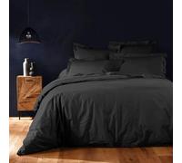 Générique Parure de Lit 4 Pièces 100% Coton - Drap Plat + Drap Housse 160x200 cm + 2 Taies - Tissage 57 Fils - Confort & Élégance Unie Cosy-DESTOCK (Black)