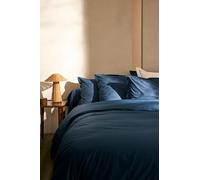 Générique Parure de Lit 5 Pièces Luxe 100% Coton 57 Fils/cm² Ensemble Complet : Drap Plat+Drap Housse+2Taies d'oreiller+1Taie Traversin -Confort Doux et Résistant - (Bleu/Blue, 160 X 200 CM Queen)