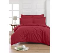 Générique Parure DE LIT 5 Pieces Unie en pour Un lit 2 Personnes 160 x 200 cm 1 Drap Housse + 1 Drap Plat +2 taies d'oreiller 50 x 70 cm + 1 taie de traversin 100% Coton 57 Fils Haute Qualite (Rouge)
