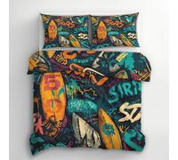 Générique Parure de Lit 90x190 Abstrait, Housse de Couette 135x200 Style Graffiti, Housses de Couettes et 2 Taies d'oreiller 65x65 cm, Microfibre Douce et Résistante A920