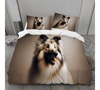 Générique Parure de Lit 90x190 Enfant Chien De Berger des Shetland Housse de Couette 1 Personne Animaux De Compagnie Imprimé en 3D Microfibre Housse de Couette avec 2 Taie d'oreiller 65x65 cmH644