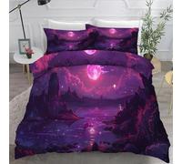 Générique Parure de Lit 90x190 Enfant Ciel éToilé Housse de Couette 1 Personne Lune Imprimé en 3D Microfibre Housse de Couette avec 2 Taie d'oreiller 65x65 cmZ140