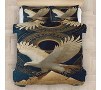 Générique Parure de Lit 90x190 Enfant pour 1 Personne Aigle Pyramide, Housse de Couette Réversible Totem Rétro, 1 Taie d'oreiller 40x60, Ensemble de Literie en Douce Microfibre pour Garçon Fille