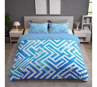 Générique Parure de Lit 90x190 Minimaliste, Housse de Couette 135x200 Labyrinthe Bleu, Housses de Couettes et 2 Taies d'oreiller 65x65 cm, Microfibre Douce et Résistante A1556