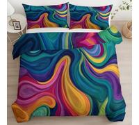 Générique Parure de lit Adulte Vif Spirale Marbre, Housse de Couette Imprimée Fermeture Éclair 90 x 190 cm + 1 Taies d'oreiller 65 x 65 cm (Bleu Foncé)