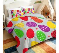 Générique Parure de lit Cartoon 200 x 200 cm, Housse de Couette Pâques Œuf Amour 3 pièces en Microfibre - Sets de Housses de Couettes Enfants Élèves Fans De Fêtes avec Fermeture éclair Gris Clair