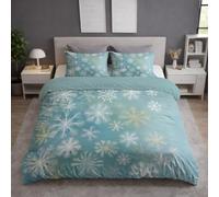 Générique Parure de Lit en Bleu, Housse de Couette Linge de Lit avec Hiver, Microfibre, Hiver Glace Givre, Fermeture Éclair, Souple, 260 X 240 cm, Entretien Facile, Confortable